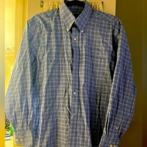 Men’s light blue and white gingham shirt